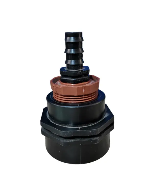 Acople de hilo fino de 2” x ½” para tanque IBC, ideal para controlar el flujo de agua de forma eficiente.