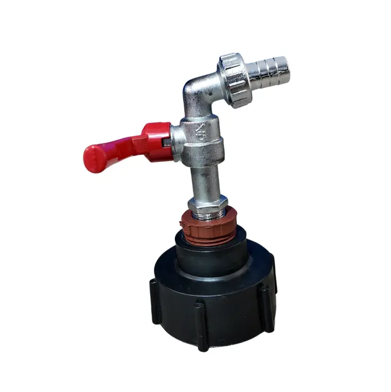 Reductor de Hilo Grueso con Salida a Caño Válvula de Metal G&A, para regular el flujo de agua de tanques IBC