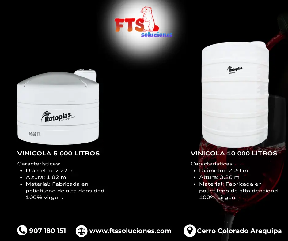 Capacidades del tanque Rotoplas vinícola